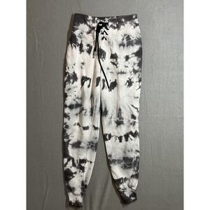 Flirtitude Active Women's Tie-Dye Lace-Up Joggers Sweatpants Black White Size S